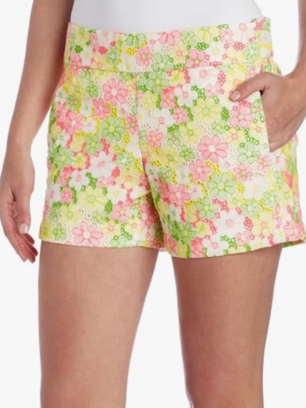 Lilly Pulitzer Sloan Sunbonnet Floral Shorts size 10 crochet flower